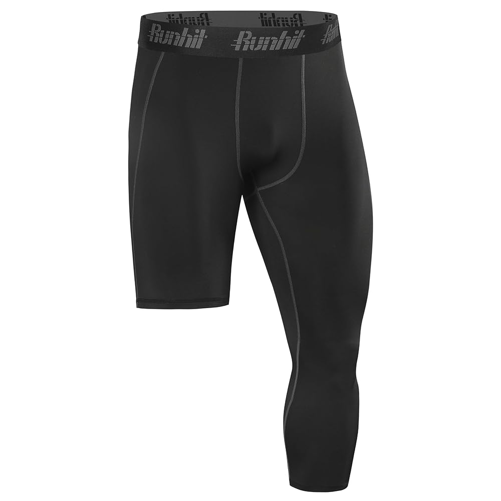 Amazon.com: Runhit Men's 3/4 One Leg Compression Tights